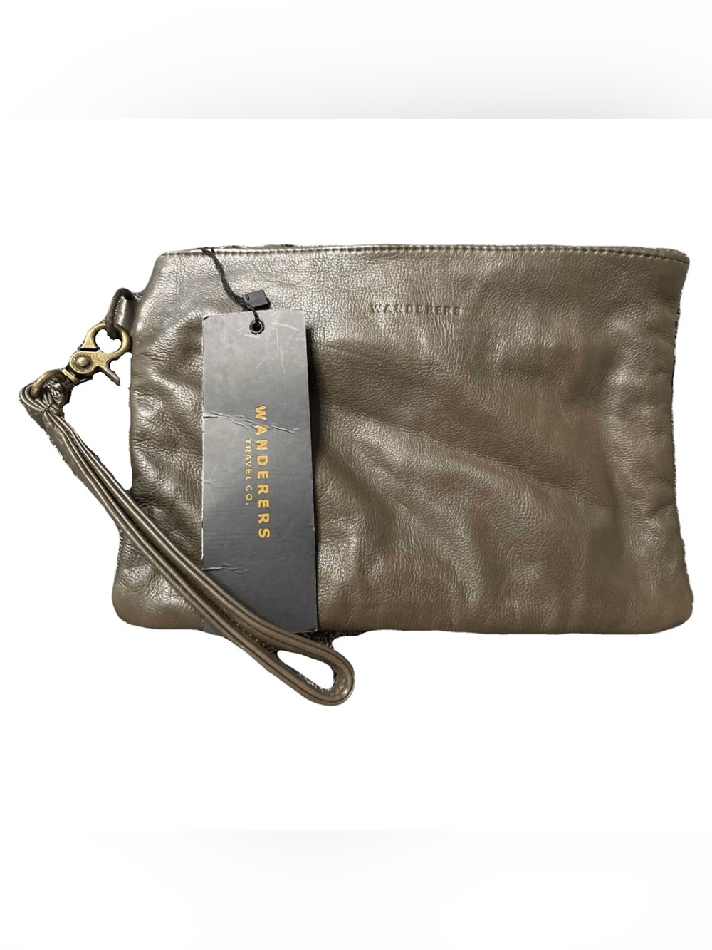 WANDERERS Leather Wristlet Clutch - Olive Taupe